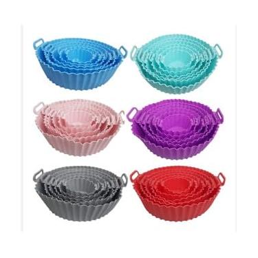 Imagem de Kit 6 Formas de Silicone para Air Fryer | Moldes Antiaderentes em Tamanhos Diferentes | Acessório Reutilizável para Fritadeira Elétrica até 230°C(2 KIT - ALEATÓRIO)