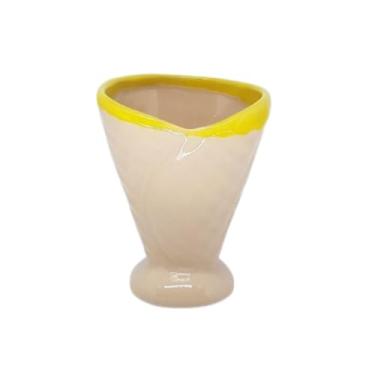 Imagem de Taça de Sorvete Casquinha Decorada em Cerâmica. (AMARELO)