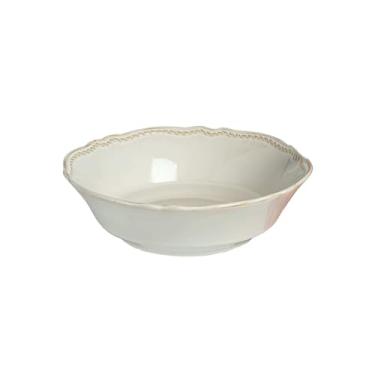 Imagem de Prato de cerâmica estilo palácio de cerâmica para bife doméstico requintado resistente ao calor - tigela de sopa branca de 20 cm