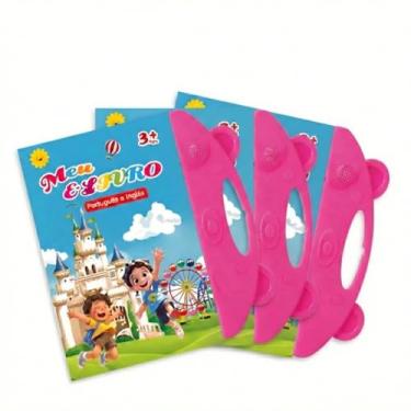 Imagem de Livro Infantil Bilíngue Português Inglês Interativo Som Educativo Aprendizagem Precoce Brinquedo Montessori Menino Menina (Rosa)