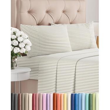 Imagem de Conjunto de lençóis de 4 peças Cal King Size - Conjunto de lençóis de cama respirável e refrescante - Roupa de cama de luxo de hotel para mulheres, homens, crianças, adolescentes, meninos e meninas