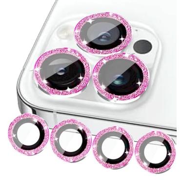 Imagem de Compatível com iPhone 17, 17 Pro, 17 Pro Max, protetor de lente de câmera com glitter, pacote com 3+1 (como extra), proteção contra arranhões e quedas, mantém a qualidade da foto, design brilhante