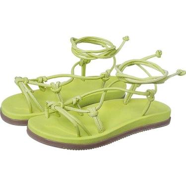Imagem de Sandália birken feminina de amarrar papete VERDE LIMÃO 37
