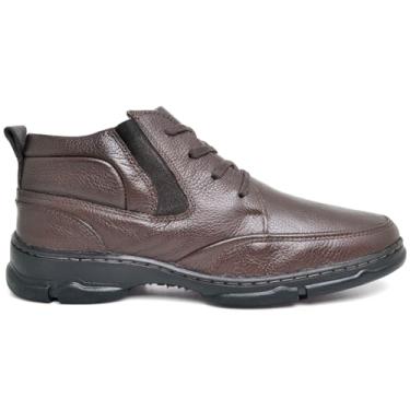 Imagem de Bota Coturno Masculina Couro Anatomica em Gel, Cano Médio, Marrom, Casual Confortável (Normal, BR, Adulto, Numérico, 41)