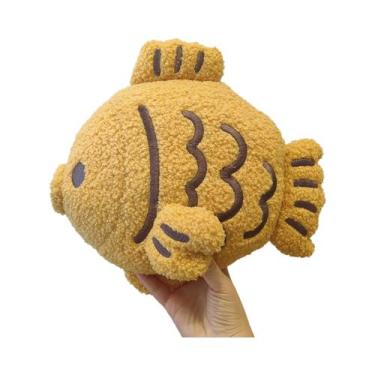 Imagem de Almofada De Pelúcia Peixe Pargo Amarelo Realista Taiyaki, Bichinho De 