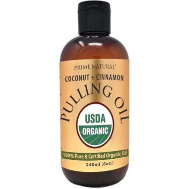 Imagem de PRIME NATURAL Óleo de extração de óleo com coco orgânico e óleo de casca de canela orgânico 227 g - Cuidados bucais naturais e clareamento dental - Enxaguante bucal sem álcool refresca o hálito