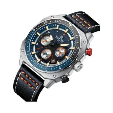 Imagem de Relógio Esportivo Masculino De Luxo À Prova d'Água Em Couro Com Quartz