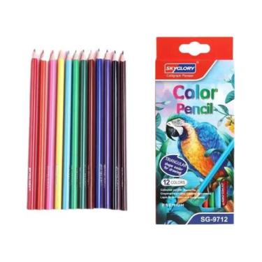 Imagem de Conjunto De Lápis Coloridos Com 48 Cores E Suporte Triangular Para Des