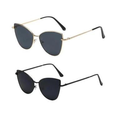 Imagem de Óculos De Sol Femininos Retrô Em Metal Estilo Gato UV400 Moda Europeia