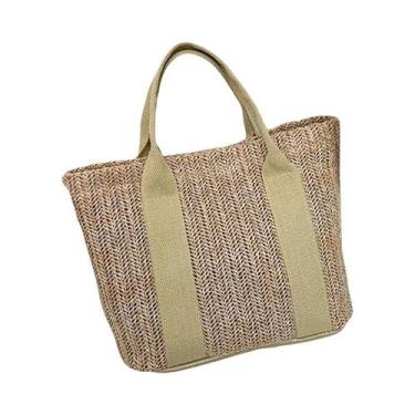 Imagem de Bolsas De Palha Femininas De Verão Com Combinação De Cores, Bolsa Tote