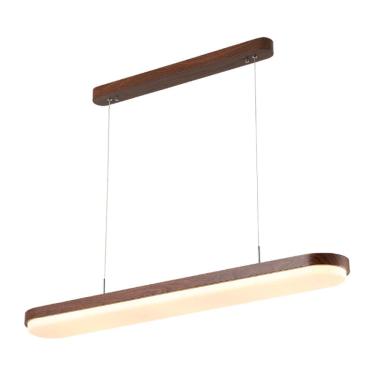 Imagem de Pendente Oval Soft Estilo Madeira 98cm Led 35W 3 em 1 Bivolt 16594-PL