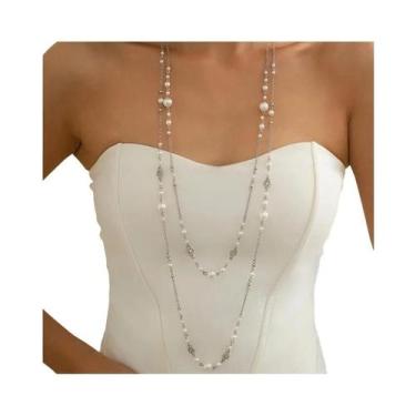 Imagem de Conjunto De Colar Longo De Pérolas Imitadas Para Mulheres, Joias Goth 
