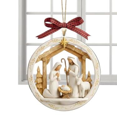 Imagem de Enfeites de presépio | Artesanato colecionável cristão acrílico 2D feito à mão, enfeites de Natal, presépio | para lareira interna em casa, manto de casa, sala de férias, casamento, festa de