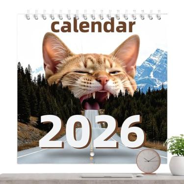 Imagem de Calendário de mesa 2026 | Calendário de gato fofo, lembrete de feriados mensais de 12 meses, agendamento, agendamento, meninos, meninas, crianças, professores, estudantes, casa, sala de aula