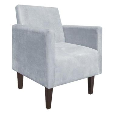 Imagem de Poltrona jade suede pes chanfrado tabaco - DRossi, Cinza