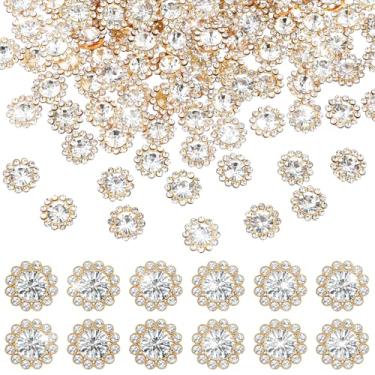 Imagem de Strass de cristal de girassol para costura - 200 peças de strass de metal de 12 mm com garra de metal, fundo plano, vidro de cristal vibrante costurado em strass para artesanato DIY, roupas, sapatos