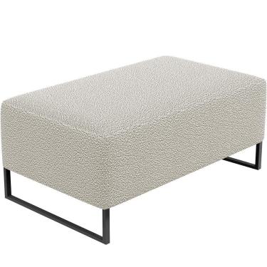 Imagem de Puff Decorativo Cléo 90Cm Preto W01 Bouclê Creme