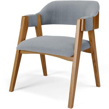 Imagem de Cadeira Para Sala De Jantar E Estar Living Estofada Suran L02 Bouclê Cinza - Lyam