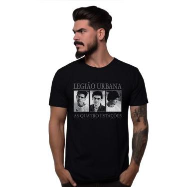 Imagem de Camiseta Preta Banda Legião Urbana As Quatro Estações Renato Russo Bom