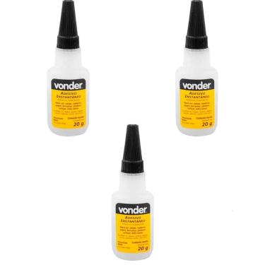 Imagem de Kit 3 Adesivos Cola Instantânea Cianoacrilato Vonder 20G