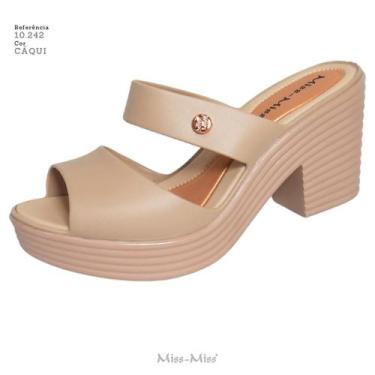 Imagem de Sandália Feminina Tamanco Basic  Sola Alta Miss Miss ref 10242, Marrom