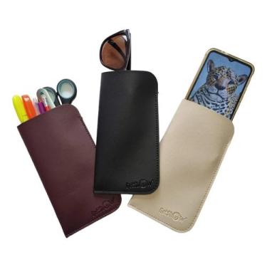 Imagem de Kit 3 Porta Óculos Capa Case Estojo material sintético Capinha Celular