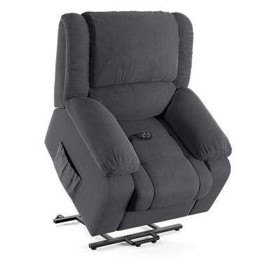 Imagem de Poltrona Do Papai Reclinável Sala De Cinema Barcelona Elevação Lift Elétrico Veludo Cinza Grafite