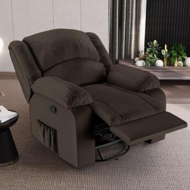 Imagem de Poltrona Do Papai Reclinável Sala De Cinema Barcelona Glider Manual Giratória Usb Pu Marrom