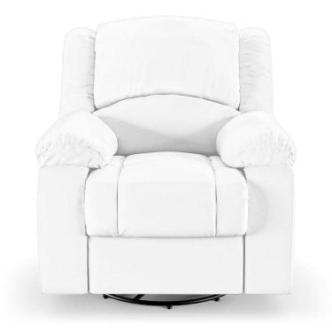 Imagem de Poltrona Do Papai Reclinável Sala De Cinema Barcelona Glider Manual Giratória Pu Branco