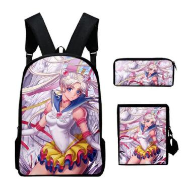 Imagem de Conjunto de mochilas Sailors Moons Anime School 3D, bolsa infantil, 3 