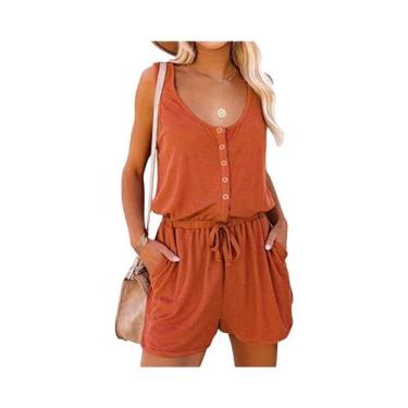 Imagem de Macacão Feminino De Verão Sem Mangas Com Cintura Amarrada Casual Solto