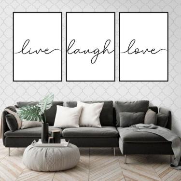Imagem de Kit 3 Quadros Decorativos Live, Laugh, Love