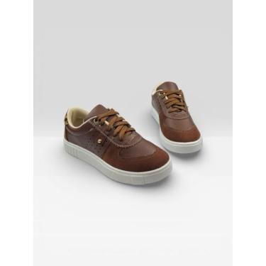 Imagem de Tênis Casual Feminino Com Detalhes Dourados Terra/Onca - CLOSET, Terra