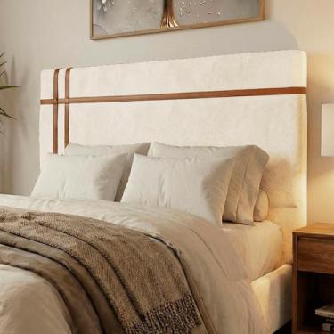 Imagem de Cabeceira Estofada Parma Para Cama King Size 195cm Bouclê - SOFA STORE