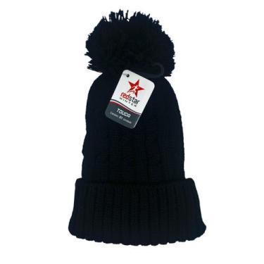 Imagem de Touca De Frio Com Pompom Preta Redstar Gorro De Lã Tricot Inverno VSI0
