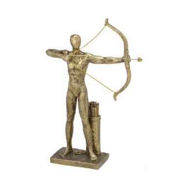 Imagem de Escultura Decorativa Arco e Flecha em Resina Bronze 26cm 16689-PL