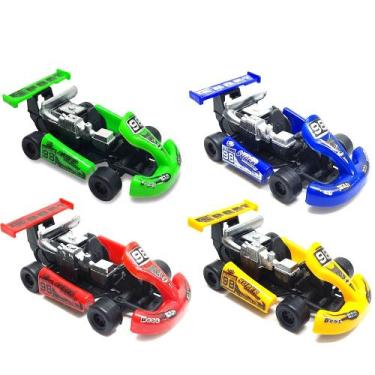 Imagem de Kit com 4 Carrinhos Kart para Lembrancinha de Festa Infantil p/ Sacola