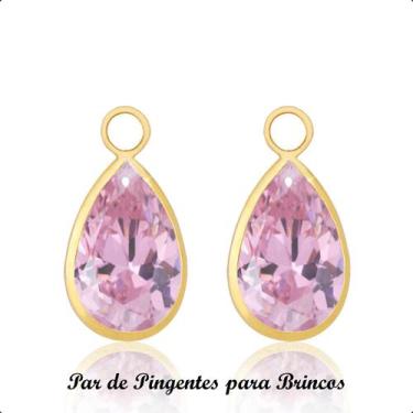 Imagem de Pingentes para Brincos em Ouro 18k Gota 8mm - Paulistana Joias, Rosa