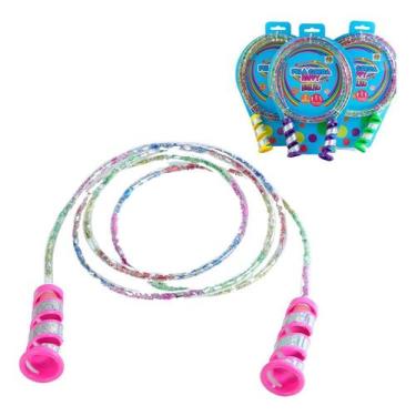 Imagem de Pula Corda Brilho Glliter Happy Infantil Brinquedo 2 Metros - DM BRASI