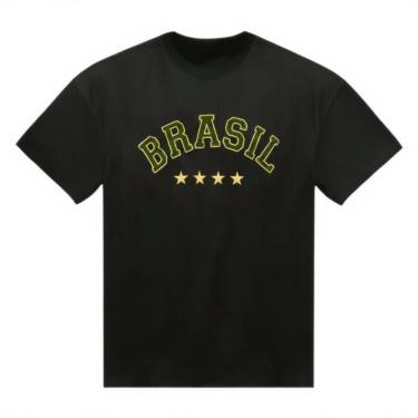 Imagem de Camiseta Masculina Brasil Estrelas Jogos Copa Malha Leve em Algodão Básica do P ao G1-Masculino