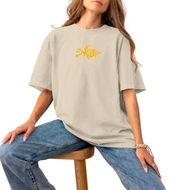 Imagem de Blusa Feminina Plus Size Basica Casual Estampada Algodão 30.1 Confortável Estilo Smile Graf-Feminino