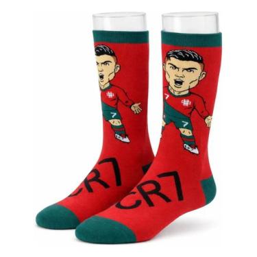 Imagem de Meia Divertida Cr7 Cristiano Ronaldo Copa Adulto Cano Alto