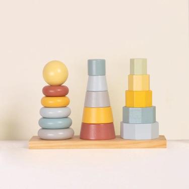 Imagem de Torre De Encaixar Formas Em Madeira Brinquedo Educativo Para Coordenação Motora - Tooky...