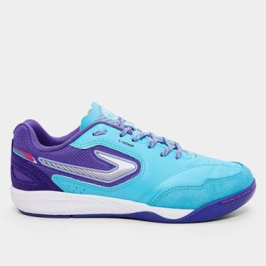 Imagem de Chuteira Futsal Topper Dominator Club VI Masculina, Azul, Roxo, 40