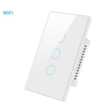 Imagem de Interruptor Inteligente Wi-Fi Touch 3 Botões S-n Automação de Iluminação com Controle R...