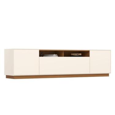 Imagem de Rack Bancada Domus 220cm para TV até 89 - Móveis Henn, Off White/Cinam