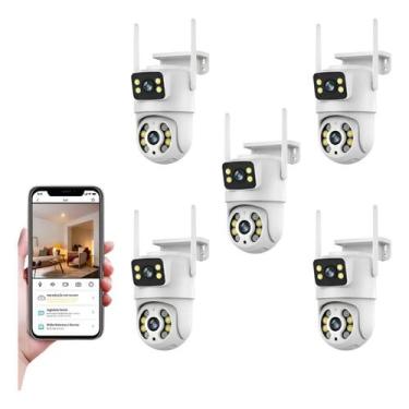 Imagem de Kit 5 Câmeras Segurança WiFi 360 Lente Dupla 6MP HD Externa IP66 Visão
