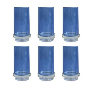 Imagem de Conjunto 6 Copos em Vidro Azul com Base em Cristal 520ml BJ0036 BTC