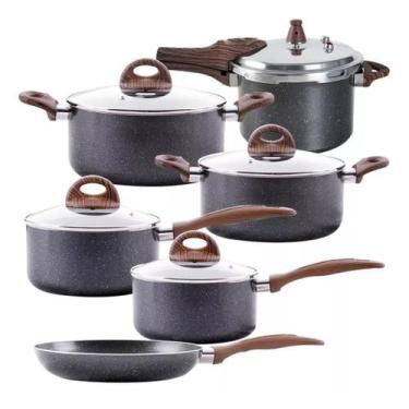 Imagem de Conjunto De Panelas Brinox Smart Plus Granito 6 Pçs Indução