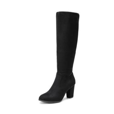 Imagem de Botas Femininas DREAM PAIRS Cano Alto com Salto Grosso Preto